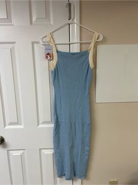 NWT SUNNYBUY cherry embroidery maternity dress in baby blue